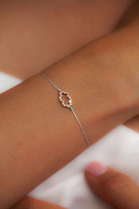 String bracelet with diamond-paved cloud in yellow gold - Redline - 0++