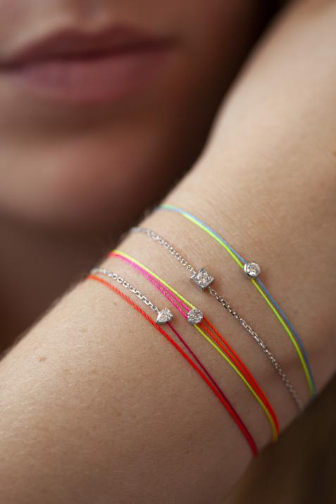 Pulsera multihilos para mujer con diamante de 0.05ct en oro negro - Redline - 0++