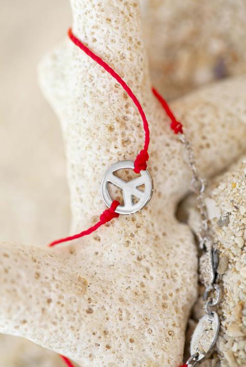 Mini Peace string bracelet white gold - Redline - 0++