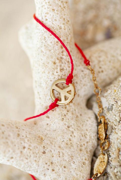 Yellow gold peace & love thread bracelet - Redline - 0++