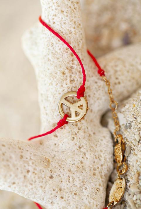 Bracelet String Mini Peace BB love in yellow gold - Redline - 0++