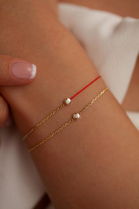 Pulsera en hilo y cadenadiamante 0.2ct en oro amarillo - Redline - 0++