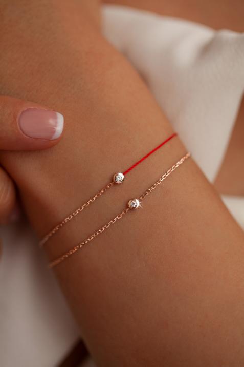 Pulsera en cadena con diamante 0.2ct en oro rosa - Redline - 0++