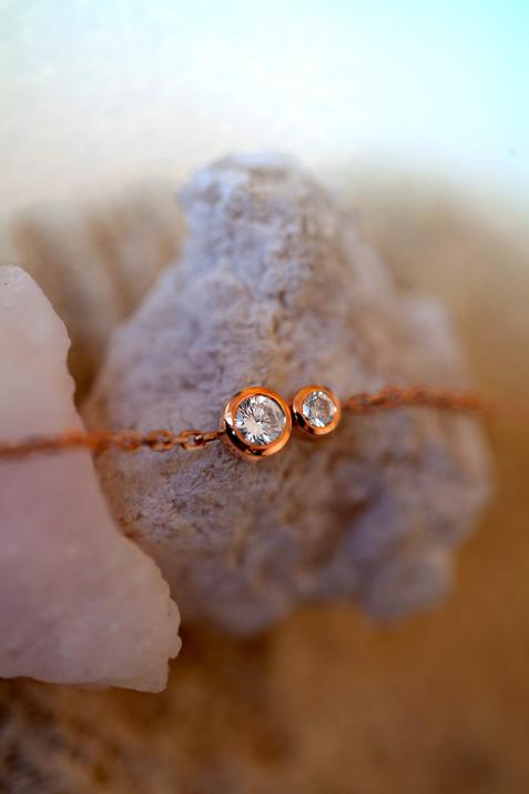 Pulsera en cadena con diamante de 0.15ct en oro rosa - Redline - 0++