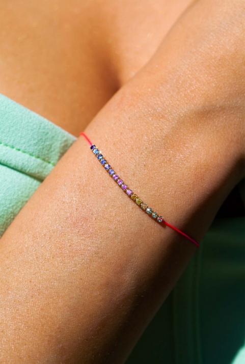 Marilyn Rainbow Sapphires Pulsera de hilo de oro blanco - Redline - 0++