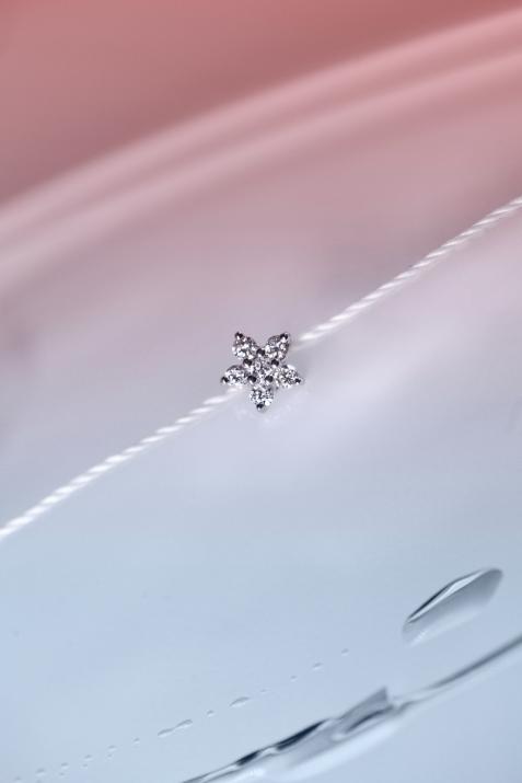 String bracelet with diamonds on a star in white gold - Redline - 0++