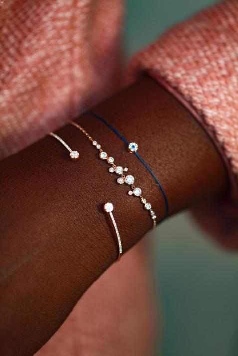 Chain bracelet with 0.65ct diamonds in rose gold bezel setting - Redline - 0++