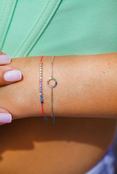 Marilyn Rainbow Sapphires Pulsera de hilo de oro amarillo - Redline - 0++