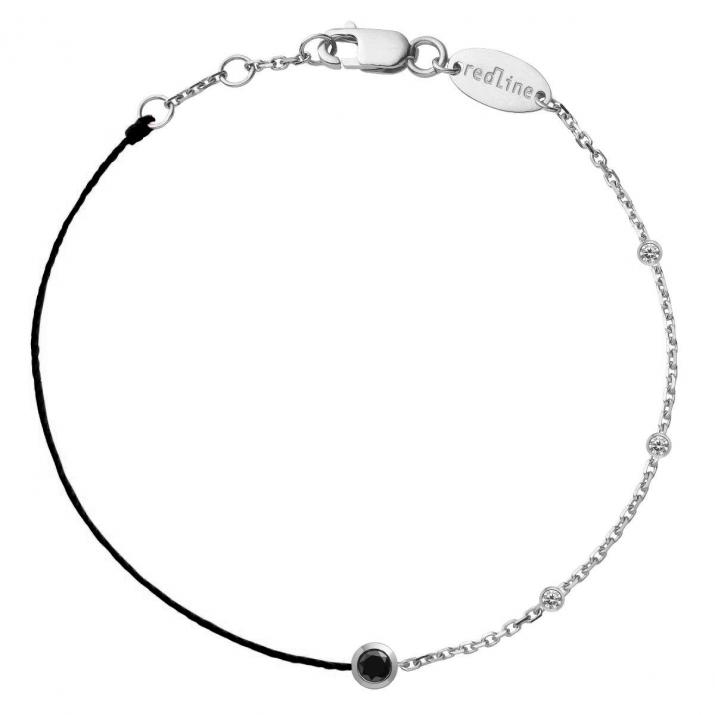 Chain Bracelet For Women with 0.12ct Round Diamond in White Gold Bezel Setting - Redline - 0++