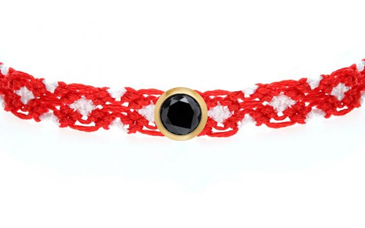 Pulsera multihilos con diamante negro de 0.10ct en oro amarillo - Redline - 0++