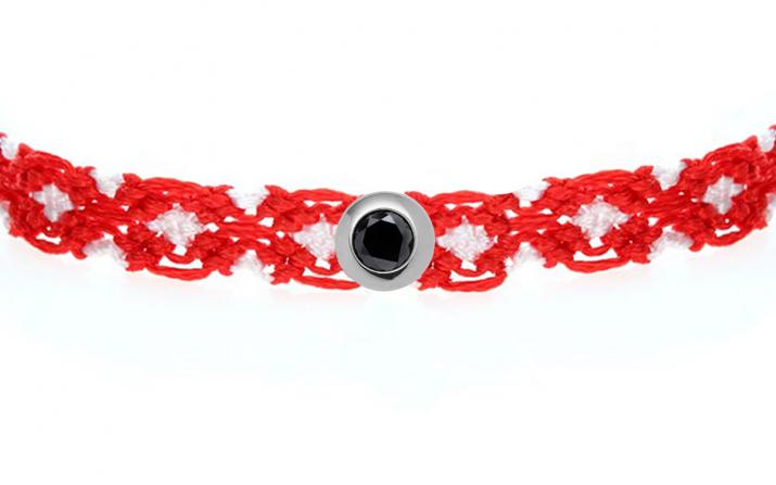 Pulsera multihilos con diamante negro de 0.5ct en oro blanco - Redline - 0++
