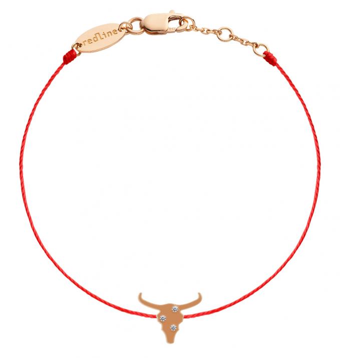 Pulsera Lucky Ox de hilo de oro rosa - Redline - 0++