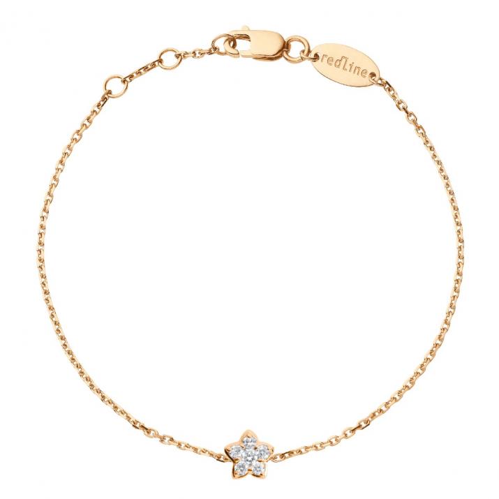 Chain bracelet with 0.05ct diamonds on a star in rose gold - Redline - 0++