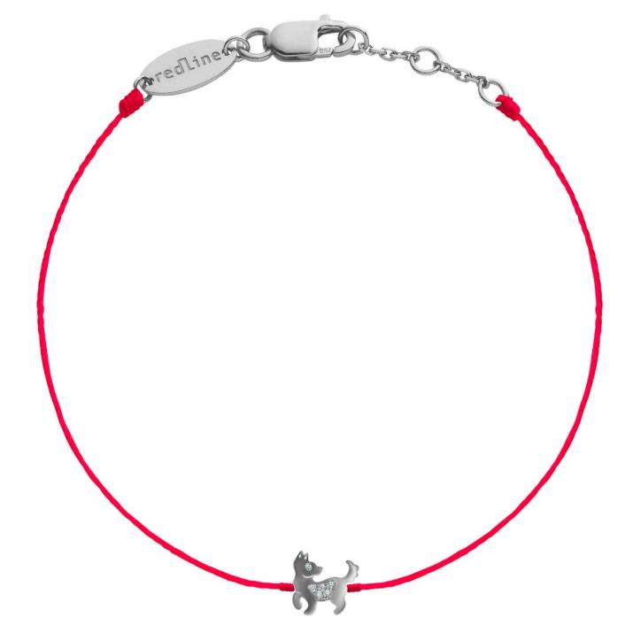 String Bracelet For Women with 0.001594ct Round Diamond in White Gold Pavé Setting - Redline - 0++