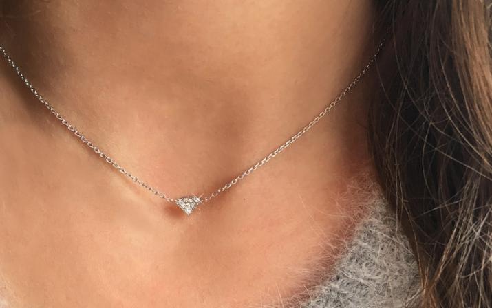 Diamond-paved white gold chain necklace - Redline - 0++