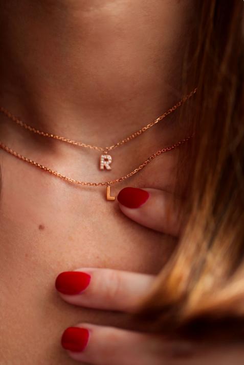 Collar My letter en oro rosa - Redline - 0++