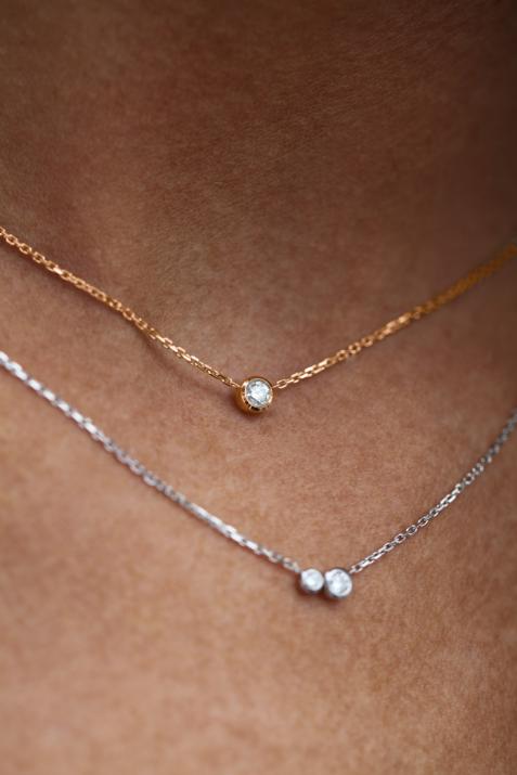 Collar cadena con diamante de 0.10ct en oro rosa - Redline - 0++