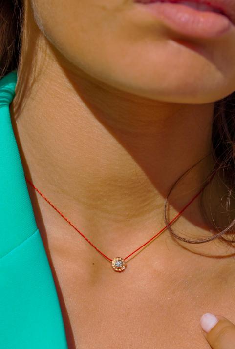 Collar en hilo con diamante de 0.26ct en base de oro rosa - Redline - 0++