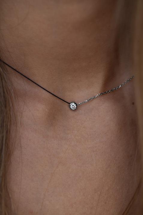 Collar hilo y cadena con diamante de 0.10ct en oro negro - Redline - 0++