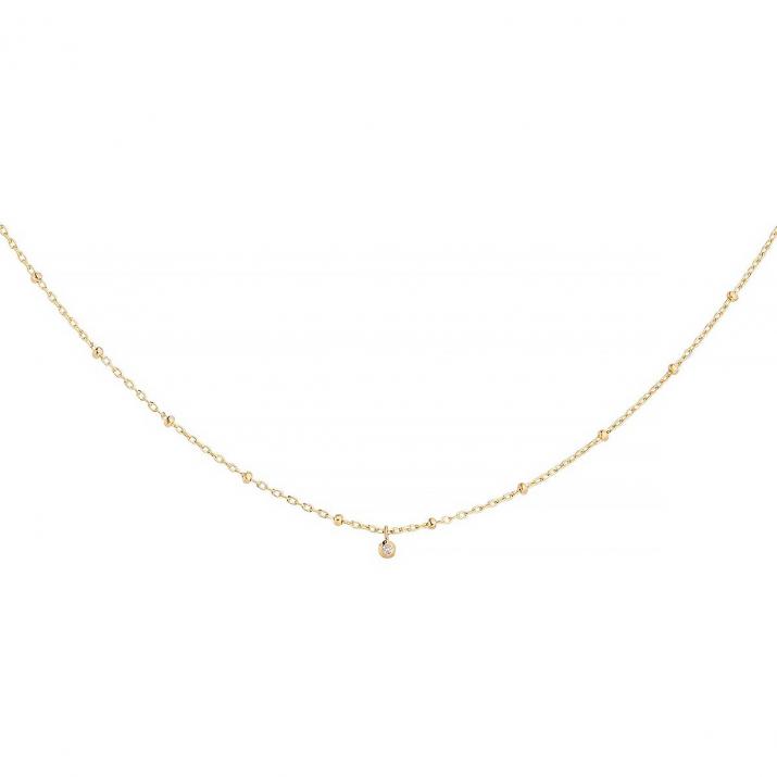 Yellow gold necklace with diamond and golden balls - Redline - 0++