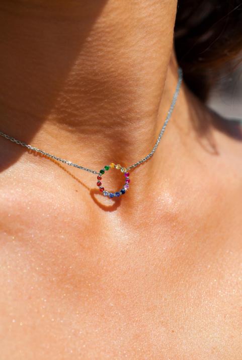 Aurelange Rainbow Sapphires Chain Collar de oro blanco - Redline - 0++