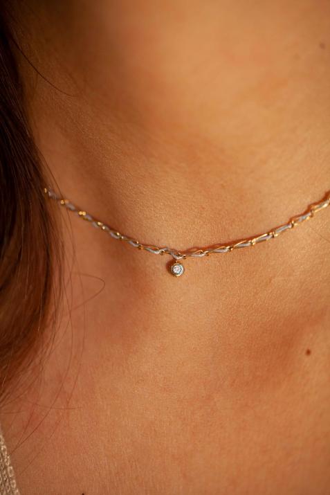 Collar Entrelacet en oro amarillo y diamante - Redline - 0++