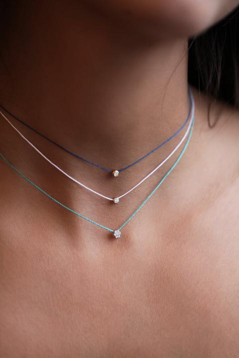 Collar de cadena con diamante de 0.05ct en engaste de bisel de oro rosa - Redline - 0++