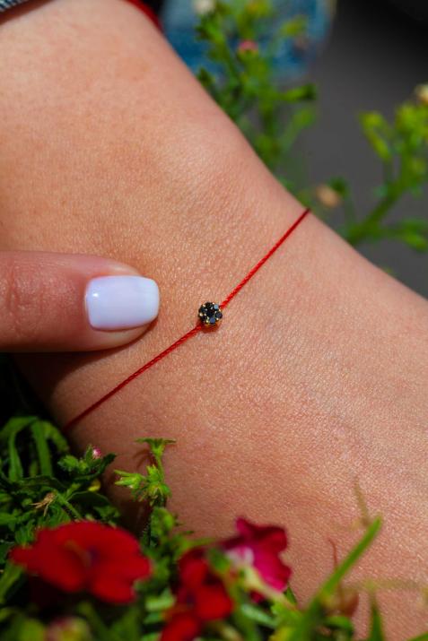 Pulsera en hilo con 0.5ct de diamantes negros en oro amarillo - Redline - 0++