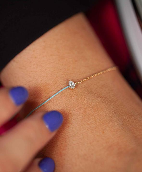 Pulsera en hilo y cadena con diamante de 0.20ct en base de oro amarillo - Redline - 0++