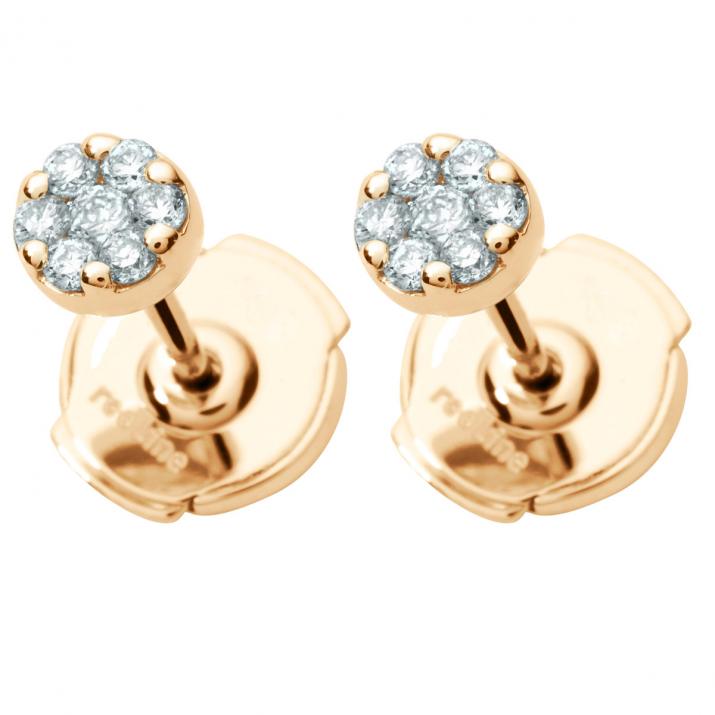 Pendientes so illusion con diamante de oro rosa de 0.20 ct - Redline