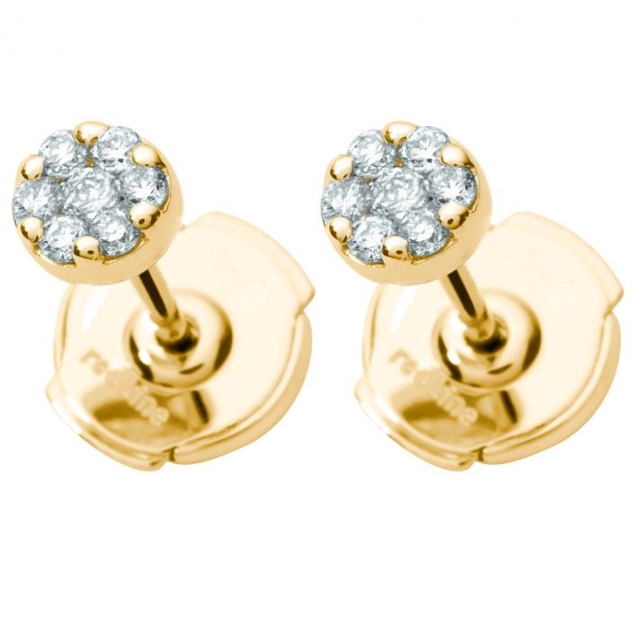 Pendientes so illusion con diamante de oro amarillo de 0.20 ct - Redline