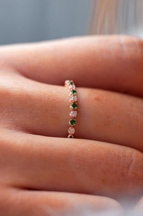 Anillo marilyn esmeral rosa oro - Redline - 0++