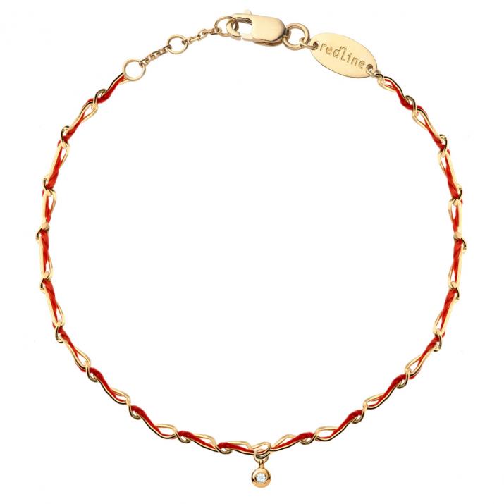 Pulsera entrelazada en oro amarillo con hilo y diamante - Redline - 0++