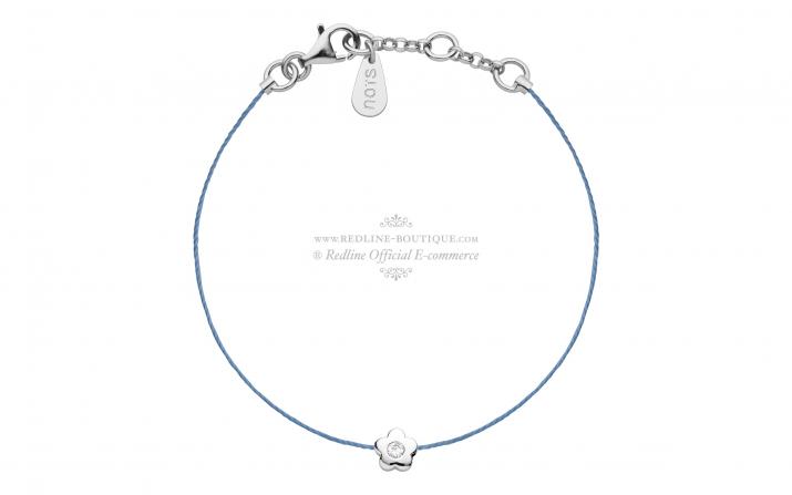 String bracelet with 0.05ct diamond in flore-shaped 925 silver - Redline - 0++