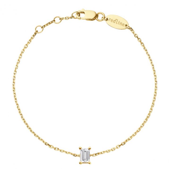 Pulsera en cadena con diamante baguette de 0.10ct en base de oro amarillo - Redline - 0++