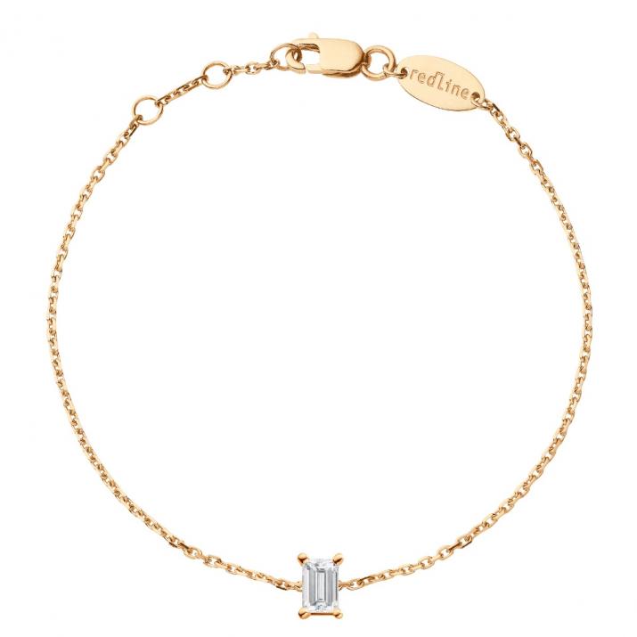 Pulsera en cadena con diamante baguette de 0.10ct en base de oro rosa - Redline - 0++