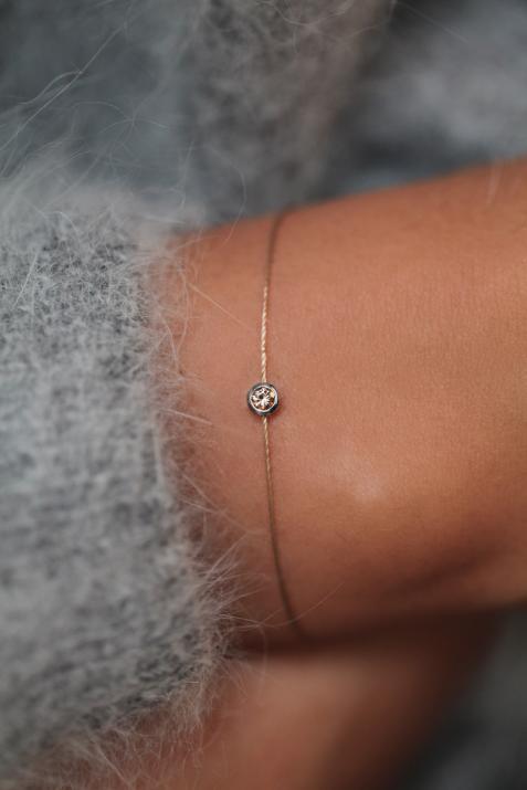 Pure Saphir Champagne thread bracelet in White Gold - Redline