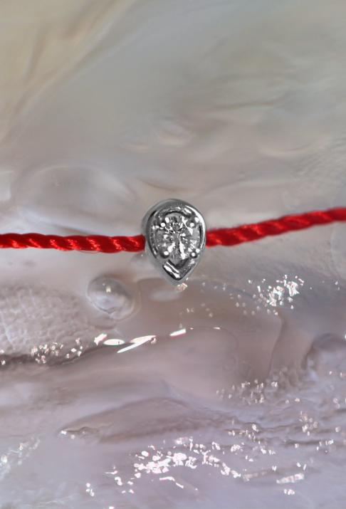 Pulsera de hilo de señora y diamante en forma de lágrima adornado con oro blanco - Redline - 0++