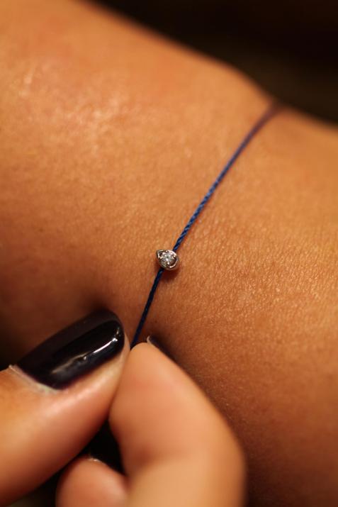 Pulsera de hilo de señora y diamante en forma de lágrima adornado con oro blanco - Redline - 0++