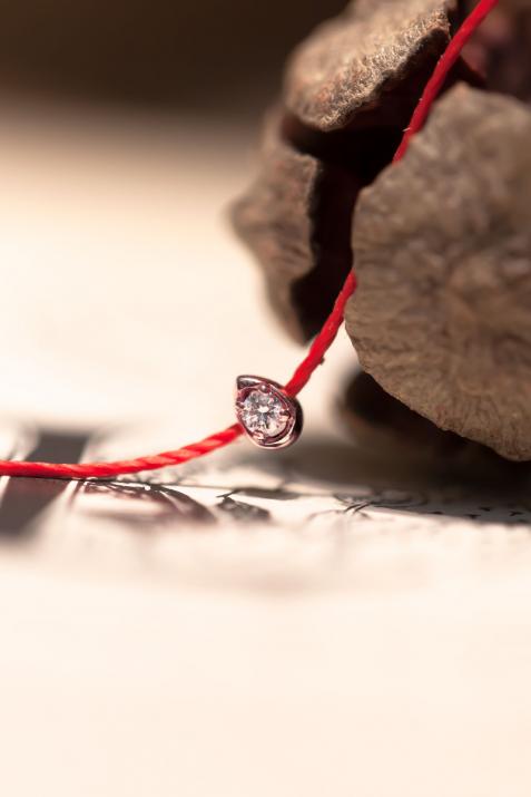 Pulsera de hilo de señora y diamante en forma de lágrima adornado con oro rosa - Redline - 0++