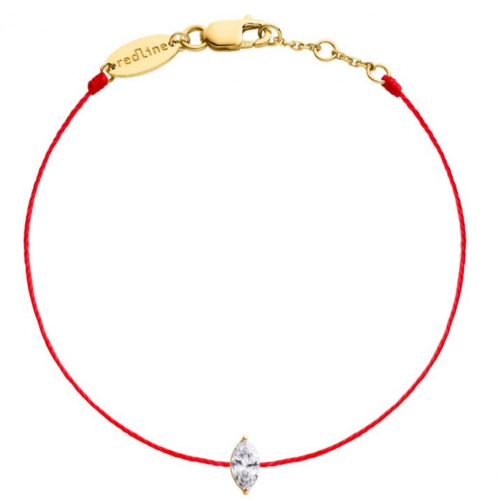 Pulsera en hilo con diamante corte marquesa de 0.20ct en base de oro amarillo - Redline - 0++