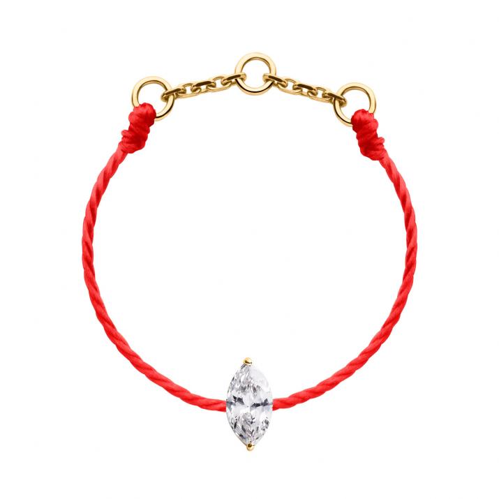 Anillo en hilo con diamante corte marquesa de 0.10ct en base de oro amarillo - Redline - 0++