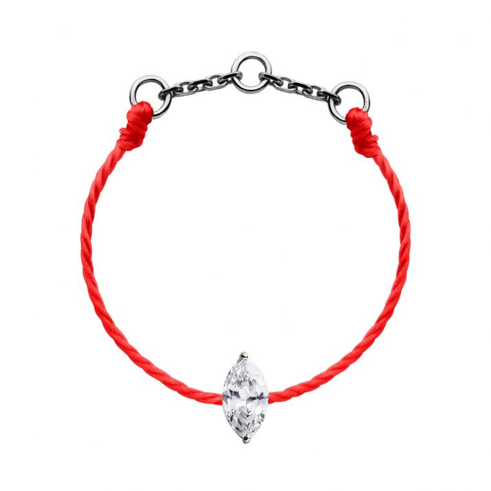 Anillo en hilo con diamante corte marquesa de 0.10ct en base de oro negro - Redline - 0++