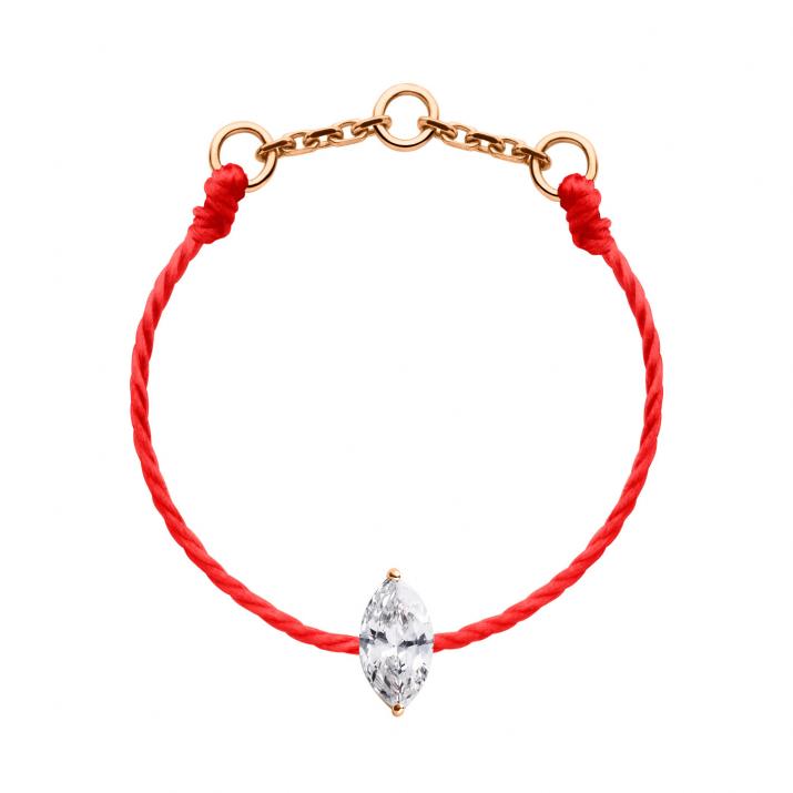 Anillo en hilo con diamante corte marquesa de 0.10ct en base de oro rosa - Redline - 0++