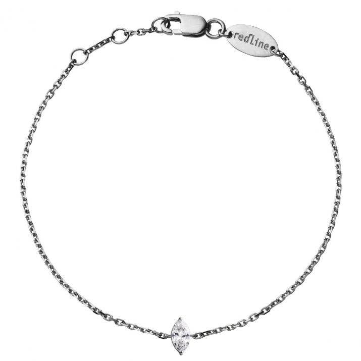 Pulsera en cadena con diamnte corte marquesa de 0.10ct en base de oro negro - Redline - 0++