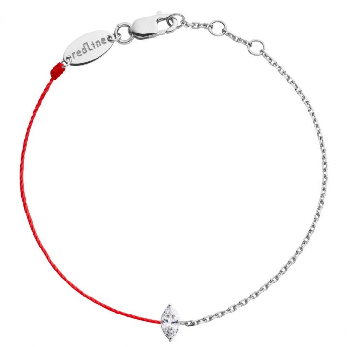 Pulsera en cadena con diamante corte marquesa de 0.10ct en base de oro blanco - Redline - 0++