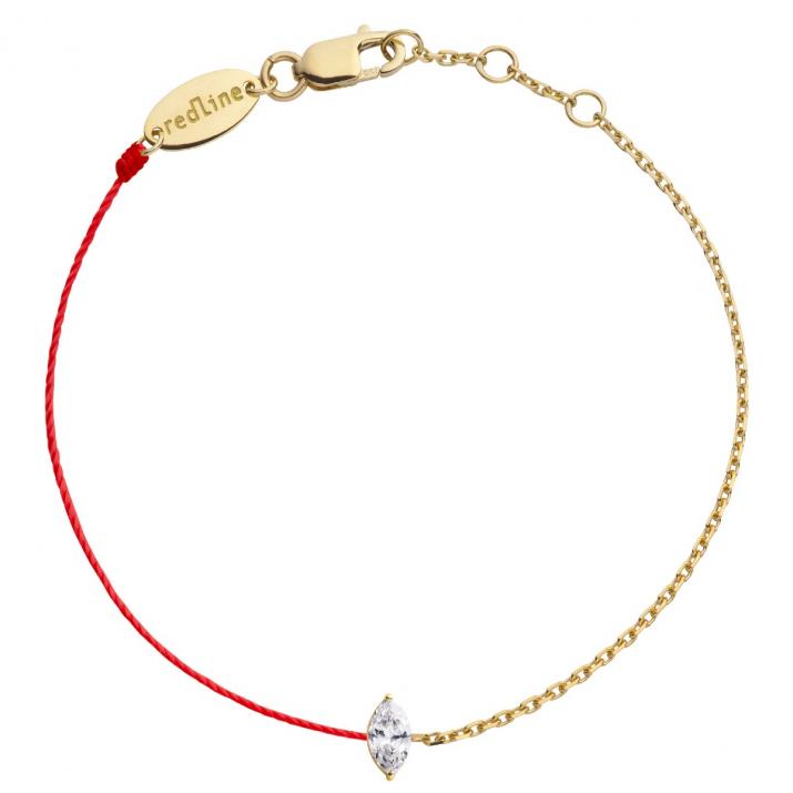Pulsera en cadena con diamante corte marquesa de 0.10ct en base de oro amarillo - Redline - 0++