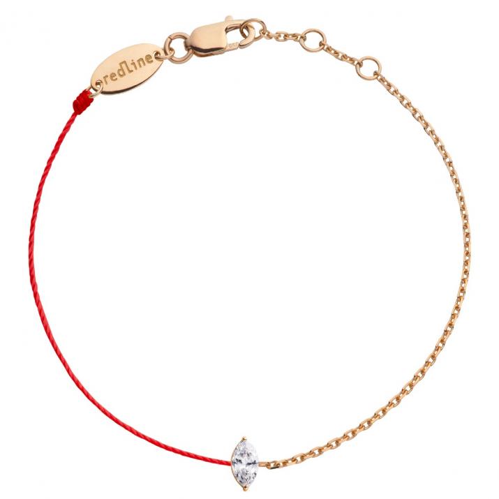 Pulsera en cadena con diamante corte marquesa de 0.10ct en base de oro rosa - Redline - 0++