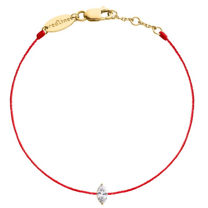 Pulsera en hilo con diamante corte marquesa de 0.10ct en base de oro amarillo - Redline - 0++