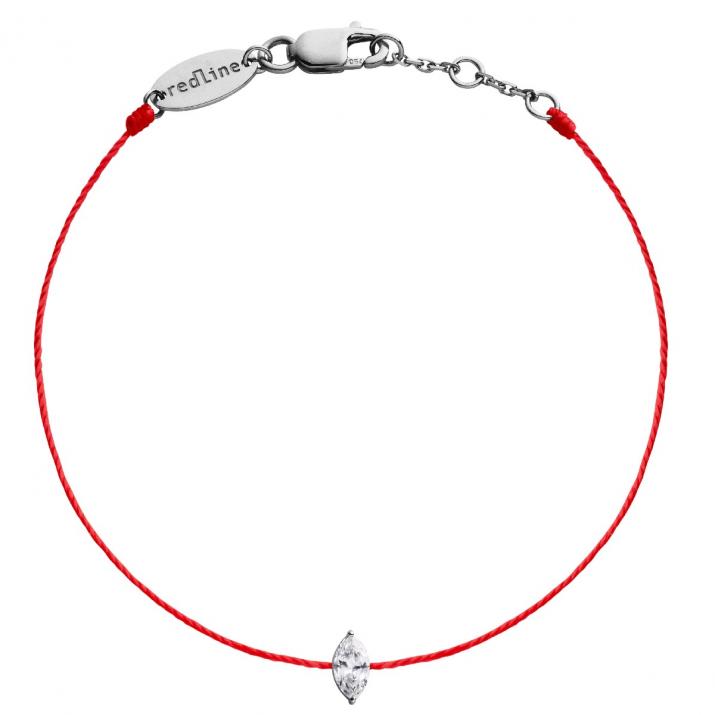 Pulsera en hilo con diamante con corte marquesa de 0.10ct en base de oro negro - Redline - 0++
